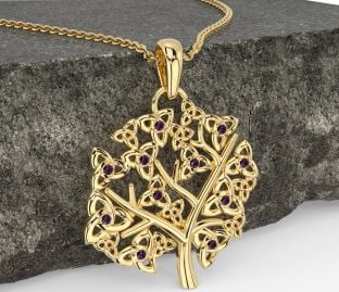 Alejandrita Oro céltico Árbol de Vida Trinidad Nudo Collar