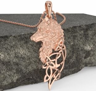 Rose Gold Celtic Wolf Necklace