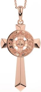 Large Rose Gold Silver Celtic Cross Warrior Necklace