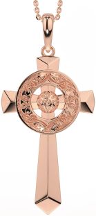 Large Rose Gold Celtic Cross Warrior Necklace