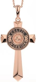 Large Rose Gold Silver Black Rhodium Celtic Cross Warrior Trinity Knot Necklace