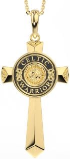 Large Gold Silver Black Rhodium Celtic Cross Warrior Trinity Knot Necklace