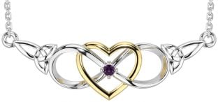 Alexandrite Gold Silver Celtic Infinity Heart Trinity Knot Necklace