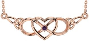 Alexandrite Rose Gold Silver Celtic Infinity Heart Trinity Knot Necklace