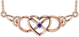 Sapphire Rose Gold Silver Celtic Infinity Heart Trinity Knot Necklace