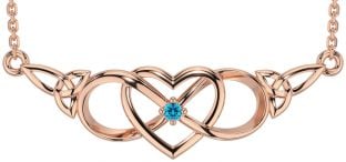 Topaz Rose Gold Silver Celtic Infinity Heart Trinity Knot Necklace