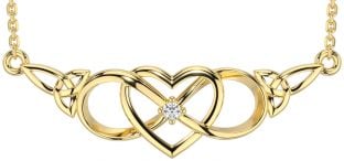 Diamond Gold Silver Celtic Infinity Heart Trinity Knot Necklace