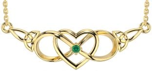 Emerald Gold Silver Celtic Infinity Heart Trinity Knot Necklace