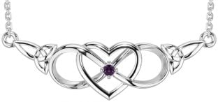 Alexandrite White Gold Celtic Infinity Heart Trinity Knot Necklace