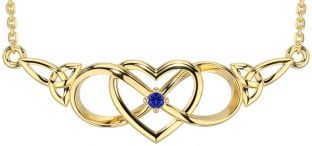 Sapphire Gold Celtic Infinity Heart Trinity Knot Necklace