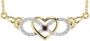 Diamond Alexandrite Gold Silver Celtic Infinity Heart Trinity Knot Necklace