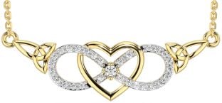 Diamond Gold Celtic Infinity Heart Trinity Knot Necklace