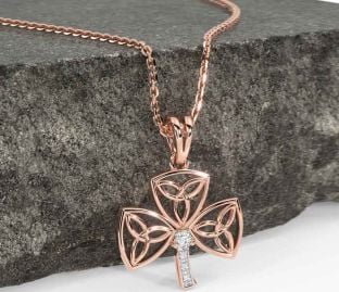 Diamant Rose Gold Kleeblatt Dreieinigkeit Knoten Halskette