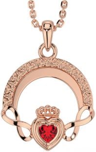 Ruby Rose Gold Silver Claddagh Celtic Trinity Knot Infinity Necklace