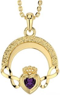 Alexandrite Gold Silver Claddagh Celtic Trinity Knot Infinity Necklace