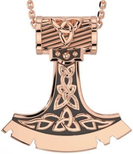 Rose Gold Silver Black Rhodium Celtic Warrior Axe Necklace