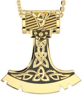 Gold Silver Black Rhodium Celtic Warrior Axe Necklace