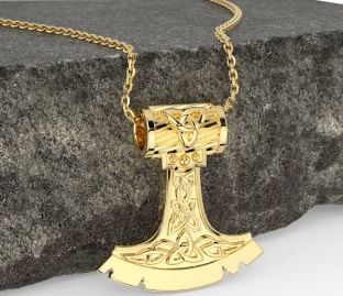 Gold Silver Celtic Warrior Axe Necklace