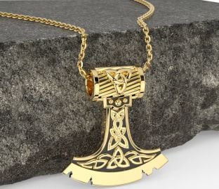 Gold Black Rhodium Celtic Warrior Axe Necklace