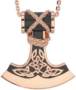 Rose Gold Silver Black Rhodium Celtic Warrior Axe Necklace