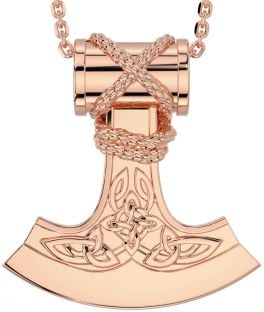 Rose Gold Silver Celtic Warrior Axe Necklace