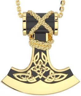 Gold Silver Black Rhodium Celtic Warrior Axe Necklace