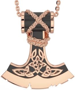 Rose Gold Silver Black Rhodium Celtic Warrior Axe Necklace