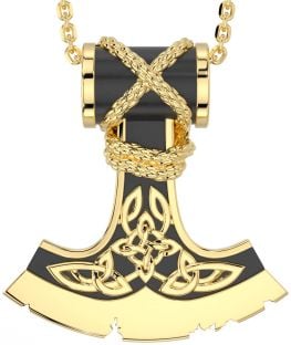 Gold Silver Black Rhodium Celtic Warrior Axe Necklace