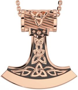 Rose Gold Silver Black Rhodium Celtic Warrior Axe Necklace