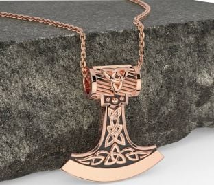 Rose Gold Silver Black Rhodium Celtic Warrior Axe Necklace