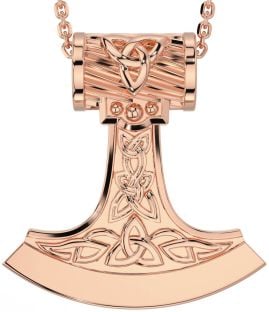 Rose Gold Silver Celtic Warrior Axe Necklace