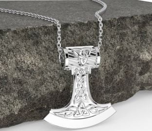 Silver Celtic Warrior Axe Necklace