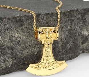 Gold Celtic Warrior Axe Necklace