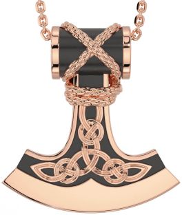 Rose Gold Silver Black Rhodium Celtic Irish Axe Necklace