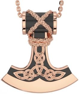 Rose Gold Black Rhodium Celtic Irish Axe Necklace