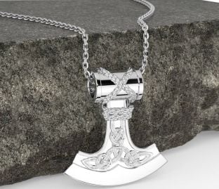 Silver Celtic Irish Axe Necklace