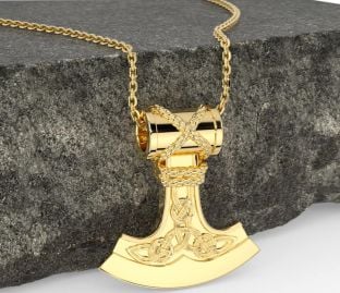 Gold Celtic Irish Axe Necklace