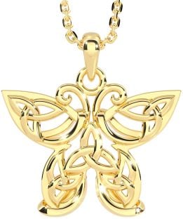 Gold Silver Celtic Trinity Knot Butterfly Necklace