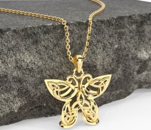 Gold Silver Celtic Trinity Knot Butterfly Necklace