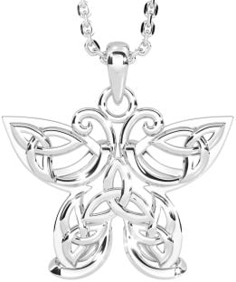 Silver Celtic Trinity Knot Butterfly Necklace