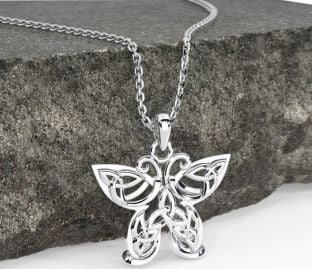 Silver Celtic Trinity Knot Butterfly Necklace