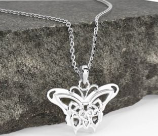 Silver Celtic Irish Butterfly Necklace