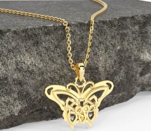 Gold Celtic Irish Butterfly Necklace
