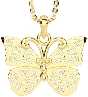 Gold Silver Celtic Trinity Knot Butterfly Necklace