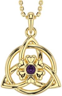 Alexandrite Gold Silver Celtic Trinity Knot Irish Flower Necklace