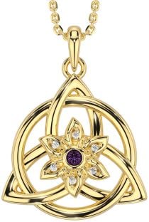 Diamant Alexandrit Gold Silber keltisch Dreieinigkeit Knoten irisch Blume Halskette