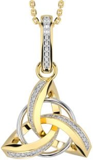 Diamond Gold Silver Celtic Trinity Knot Necklace