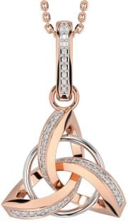 Diamond White Rose Gold Celtic Trinity Knot Necklace