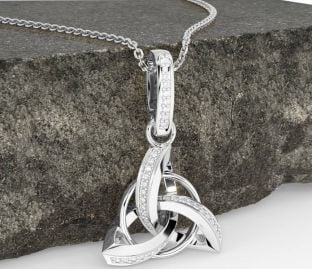 Diamond White Gold Celtic Trinity Knot Necklace