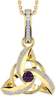 Diamond Alexandrite Gold Silver Celtic Trinity Knot Necklace